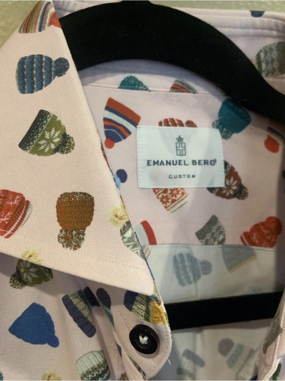 Emanuel Berg Custom Button Down Shirt Large 16.5 - 34 Stocking Winter Hats L
